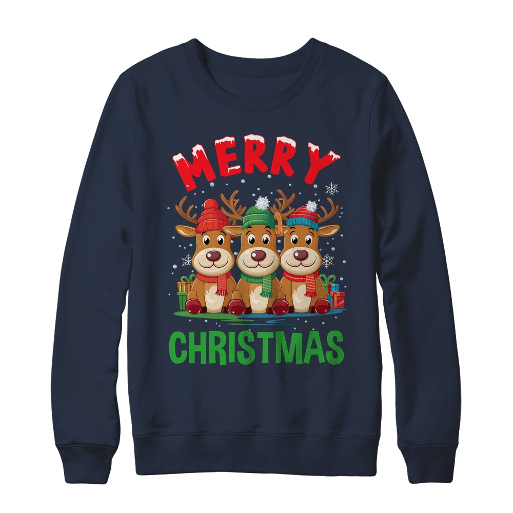 Merry Christmas Funny Christmas Reindeer Men Women Kids Xmas Shirt & Sweatshirt | siriusteestore