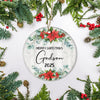 Merry Christmas Godson 2024 Ornament New Godson Farmhouse Rustic Gray Wood Deep Red Poinsettia Flower Decoration Christmas Tree Ornament | siriusteestore