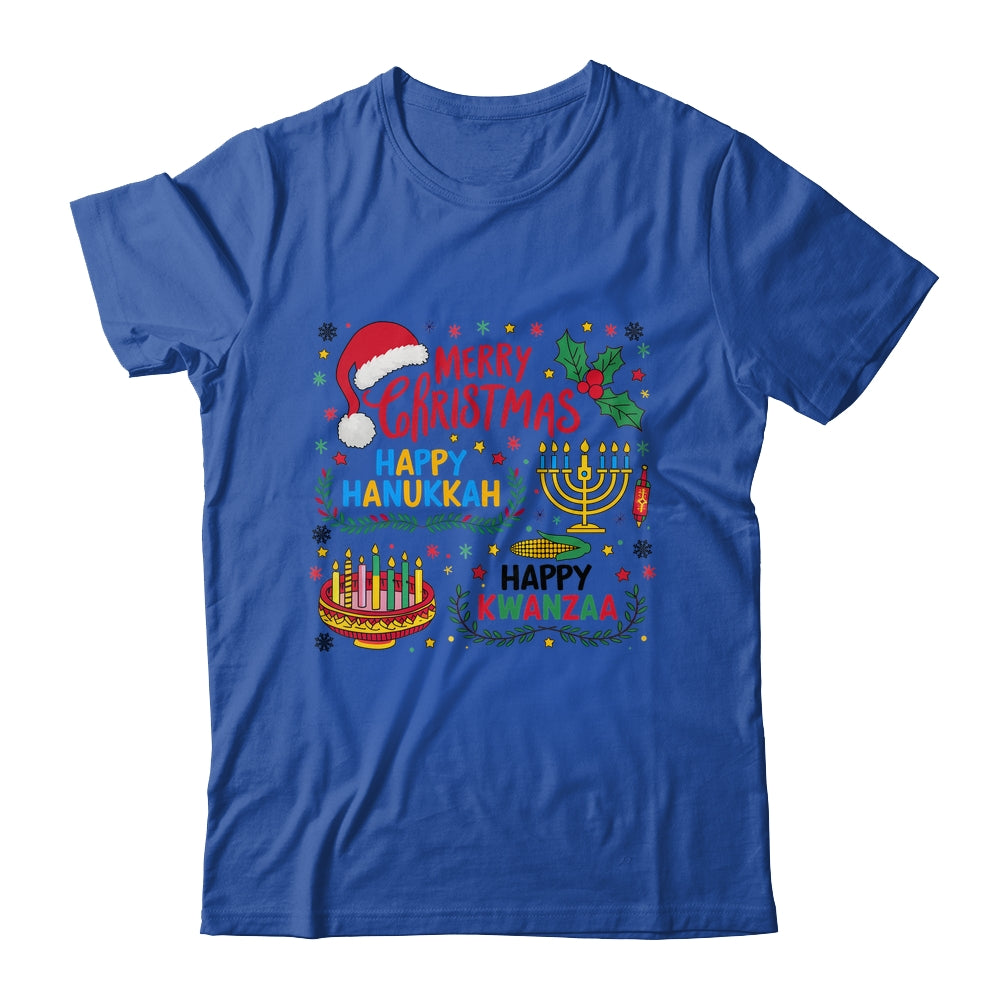 Merry Christmas Happy Hanukkah And Happy Kwanzaa Shirt & Sweatshirt | siriusteestore