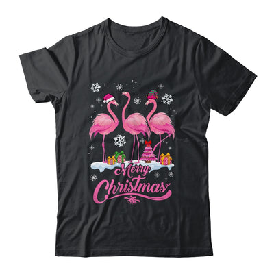 Merry Christmas Hat Santa Flamingo Snow Xmas Shirt & Sweatshirt | siriusteestore