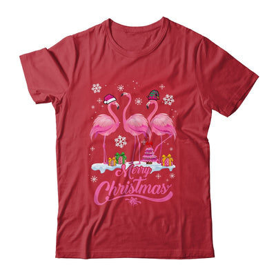 Merry Christmas Hat Santa Flamingo Snow Xmas Shirt & Sweatshirt | siriusteestore