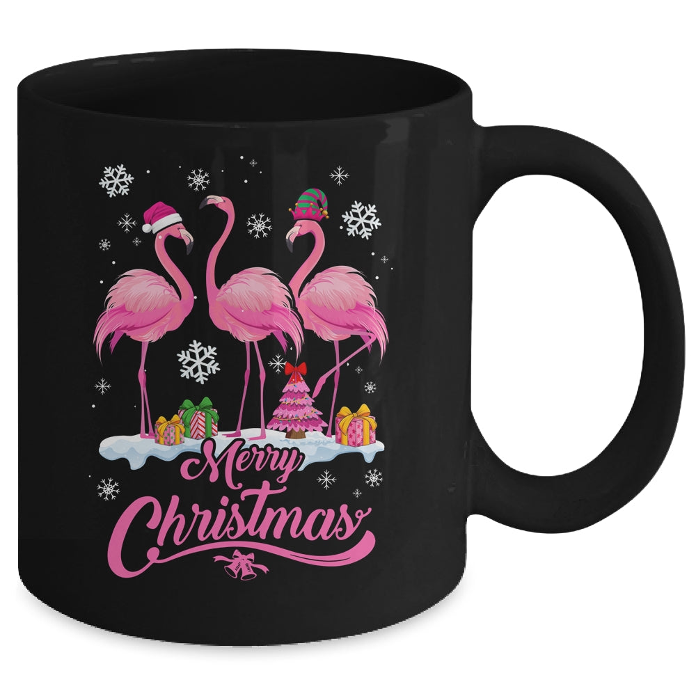 Merry Christmas Hat Santa Flamingo Snow Xmas Mug | siriusteestore