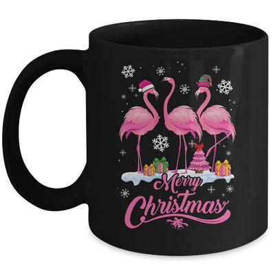 Merry Christmas Hat Santa Flamingo Snow Xmas Mug | siriusteestore