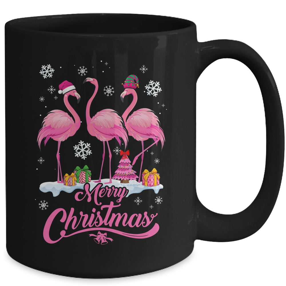 Merry Christmas Hat Santa Flamingo Snow Xmas Mug | siriusteestore
