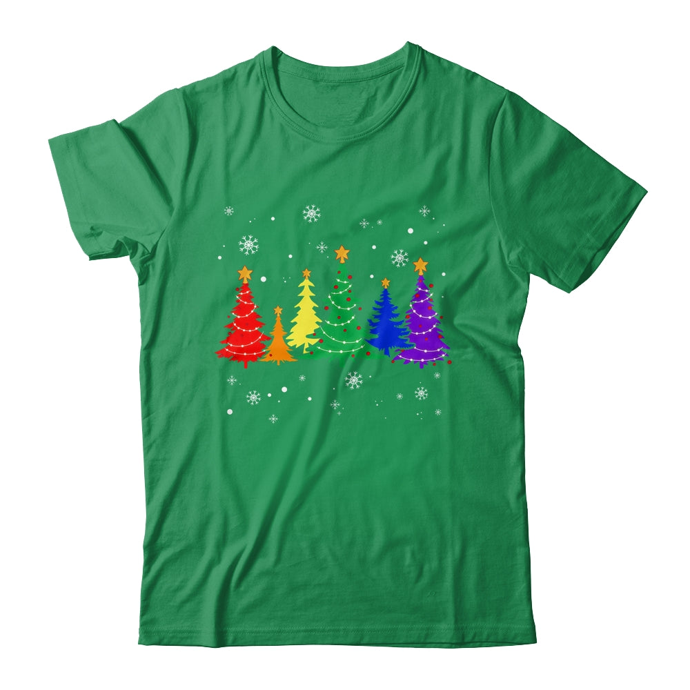 Merry Christmas LGBT Rainbow Flag Community Xmas Tree Gay Shirt & Sweatshirt | siriusteestore