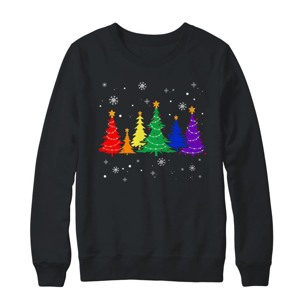 Merry Christmas LGBT Rainbow Flag Community Xmas Tree Gay Shirt & Sweatshirt | siriusteestore