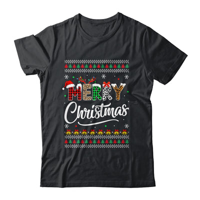 Merry Christmas Leopard Buffalo Red Plaid Ugly For Men Women Shirt & Sweatshirt | siriusteestore