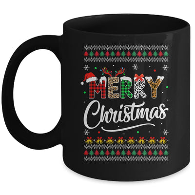 Merry Christmas Leopard Buffalo Red Plaid Ugly For Men Women Mug | siriusteestore