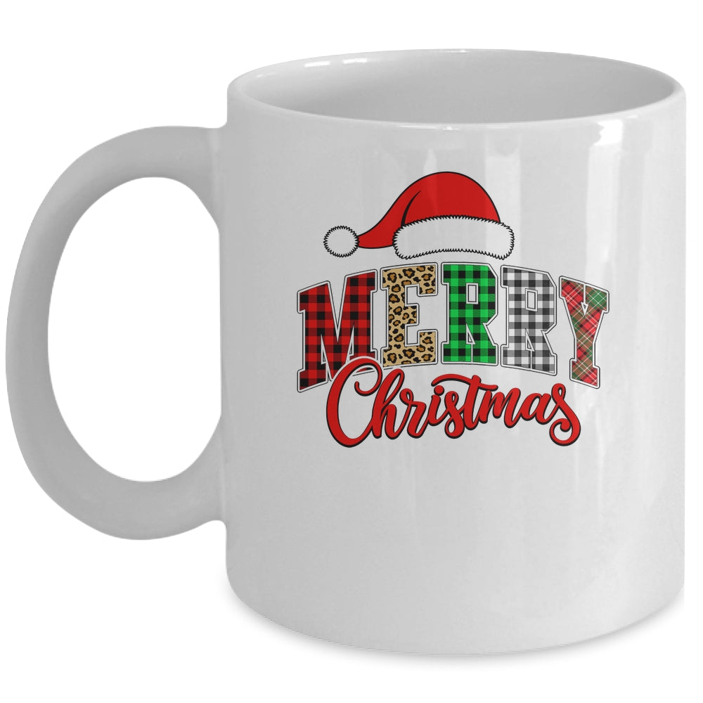 Merry Christmas Leopard Santa Hat Women Holiday Print Xmas Mug | siriusteestore