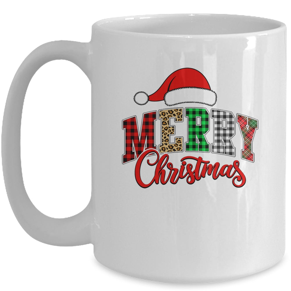 Merry Christmas Leopard Santa Hat Women Holiday Print Xmas Mug | siriusteestore