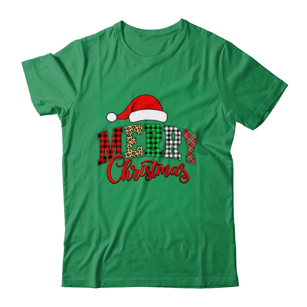 Merry Christmas Leopard Santa Hat Women Holiday Print Xmas Shirt & Sweatshirt | siriusteestore