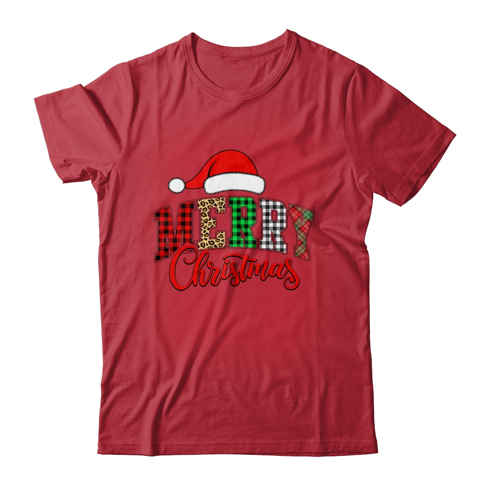 Merry Christmas Leopard Santa Hat Women Holiday Print Xmas Shirt & Sweatshirt | siriusteestore