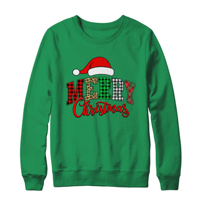 Merry Christmas Leopard Santa Hat Women Holiday Print Xmas Shirt & Sweatshirt | siriusteestore