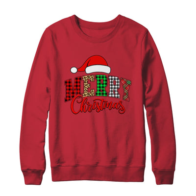 Merry Christmas Leopard Santa Hat Women Holiday Print Xmas Shirt & Sweatshirt | siriusteestore