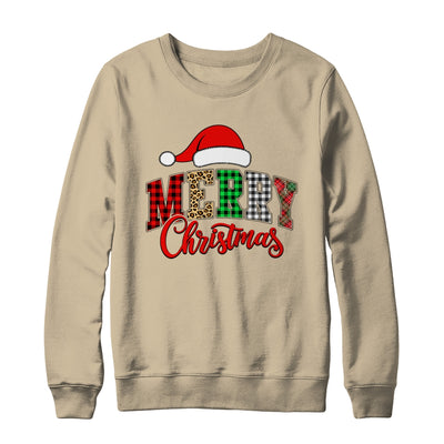 Merry Christmas Leopard Santa Hat Women Holiday Print Xmas Shirt & Sweatshirt | siriusteestore