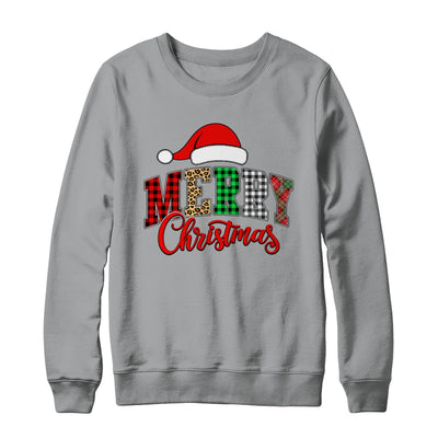 Merry Christmas Leopard Santa Hat Women Holiday Print Xmas Shirt & Sweatshirt | siriusteestore