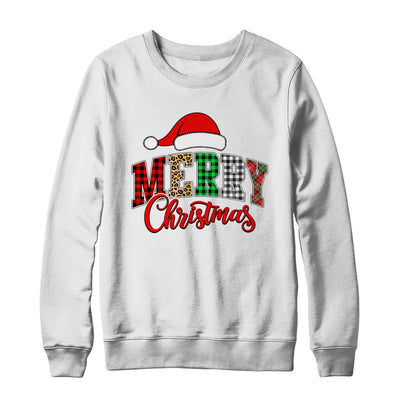 Merry Christmas Leopard Santa Hat Women Holiday Print Xmas Shirt & Sweatshirt | siriusteestore