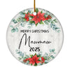 Merry Christmas Mawmaw 2024 Ornament New Mawmaw Farmhouse Rustic Gray Wood Deep Red Poinsettia Flower Decoration Christmas Tree Ornament | siriusteestore