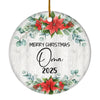 Merry Christmas Oma 2024 Ornament New Oma Farmhouse Rustic Gray Wood Deep Red Poinsettia Flower Decoration Christmas Tree Ornament | siriusteestore