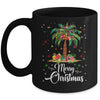 Merry Christmas Palm Tree Light Hawaiian Tropical Christmas Mug | siriusteestore