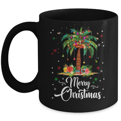 Merry Christmas Palm Tree Light Hawaiian Tropical Christmas Mug | siriusteestore