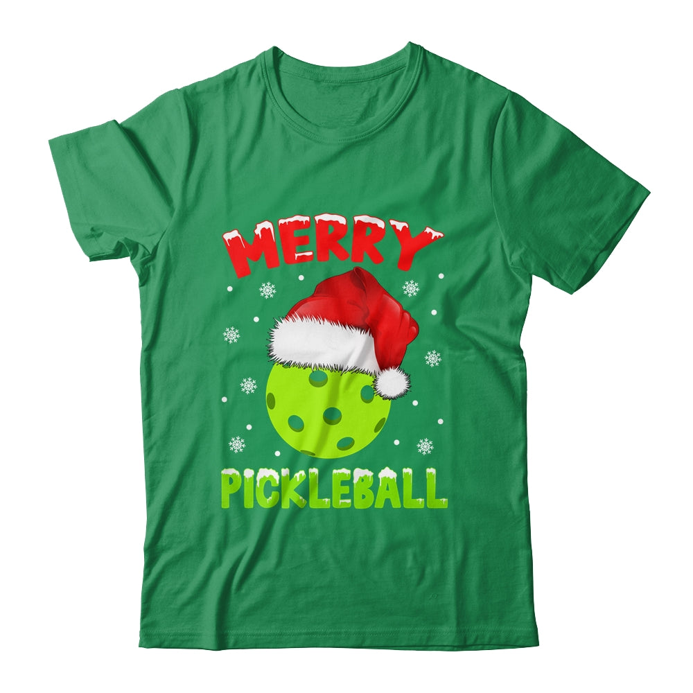 Merry Christmas Pickleball Pickle Ball And Paddle Santa Hat Shirt & Sweatshirt | siriusteestore