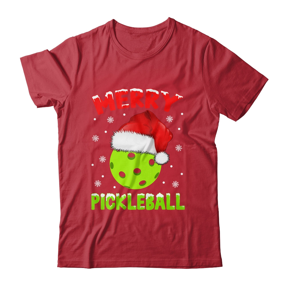 Merry Christmas Pickleball Pickle Ball And Paddle Santa Hat Shirt & Sweatshirt | siriusteestore
