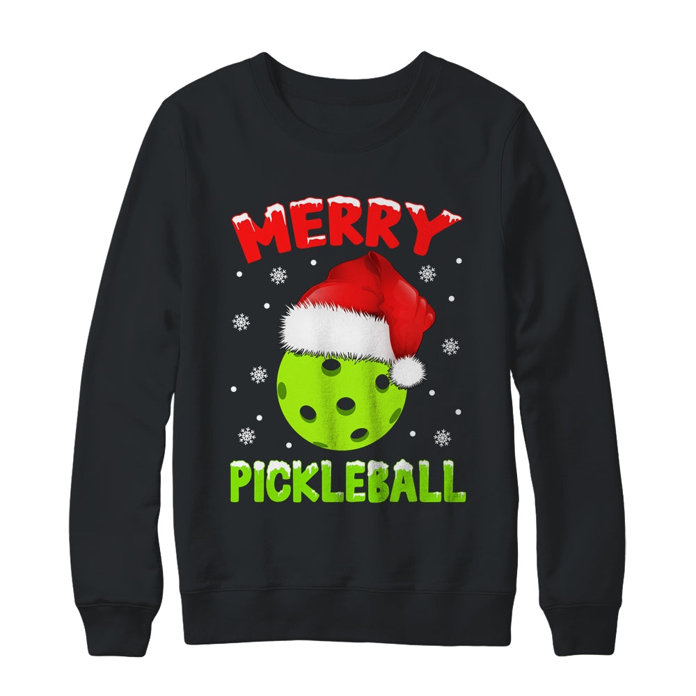 Merry Christmas Pickleball Pickle Ball And Paddle Santa Hat Shirt & Sweatshirt | siriusteestore
