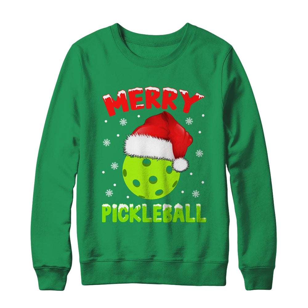 Merry Christmas Pickleball Pickle Ball And Paddle Santa Hat Shirt & Sweatshirt | siriusteestore