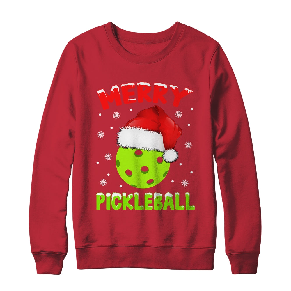 Merry Christmas Pickleball Pickle Ball And Paddle Santa Hat Shirt & Sweatshirt | siriusteestore
