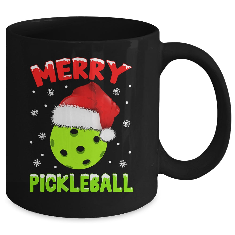 Merry Christmas Pickleball Pickle Ball And Paddle Santa Hat Mug | siriusteestore
