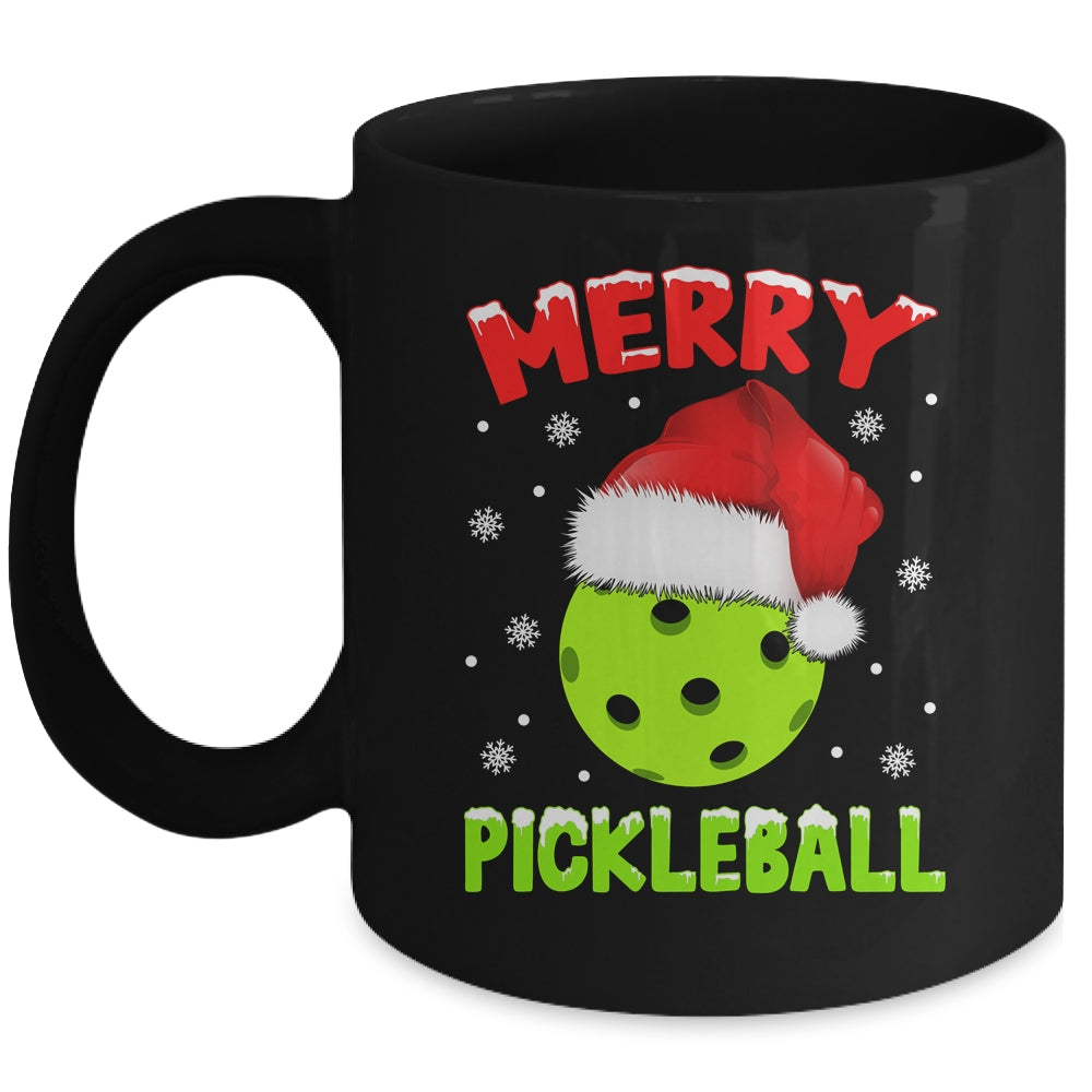 Merry Christmas Pickleball Pickle Ball And Paddle Santa Hat Mug | siriusteestore