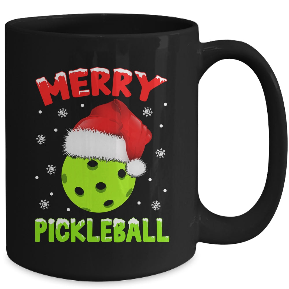 Merry Christmas Pickleball Pickle Ball And Paddle Santa Hat Mug | siriusteestore