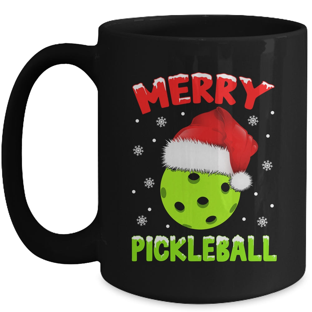 Merry Christmas Pickleball Pickle Ball And Paddle Santa Hat Mug | siriusteestore