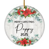 Merry Christmas Poppy 2024 Ornament New Poppy Farmhouse Rustic Gray Wood Deep Red Poinsettia Flower Decoration Christmas Tree Ornament | siriusteestore
