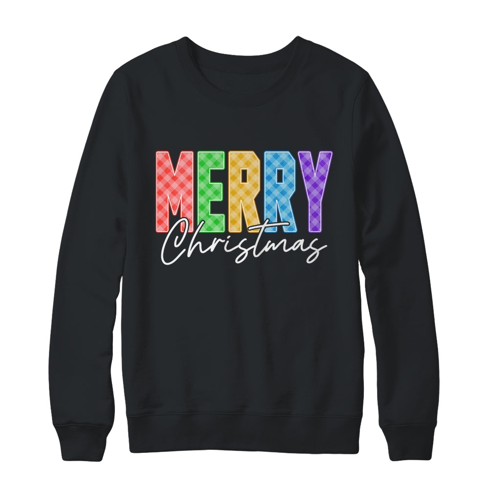 Merry Christmas Red Green Plaid Checkered Holiday Preppy Shirt & Sweatshirt | siriusteestore