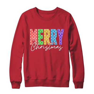 Merry Christmas Red Green Plaid Checkered Holiday Preppy Shirt & Sweatshirt | siriusteestore