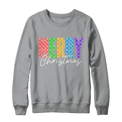 Merry Christmas Red Green Plaid Checkered Holiday Preppy Shirt & Sweatshirt | siriusteestore