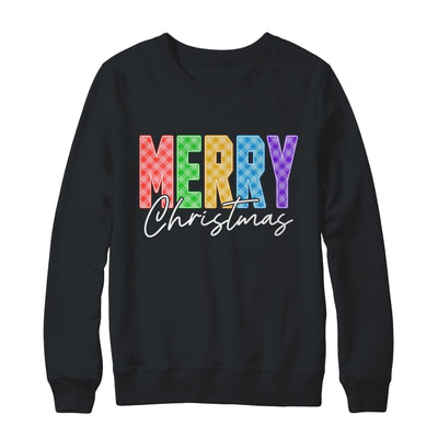 Merry Christmas Red Green Plaid Checkered Holiday Preppy Shirt & Sweatshirt | siriusteestore