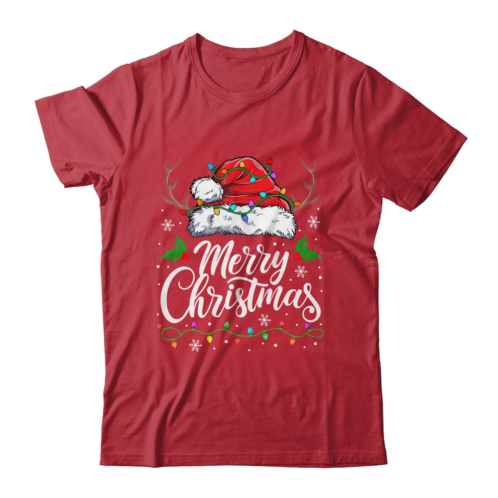 Merry Christmas Red Santa Hat Reindeer Xmas Family Men Women Shirt & Sweatshirt | siriusteestore