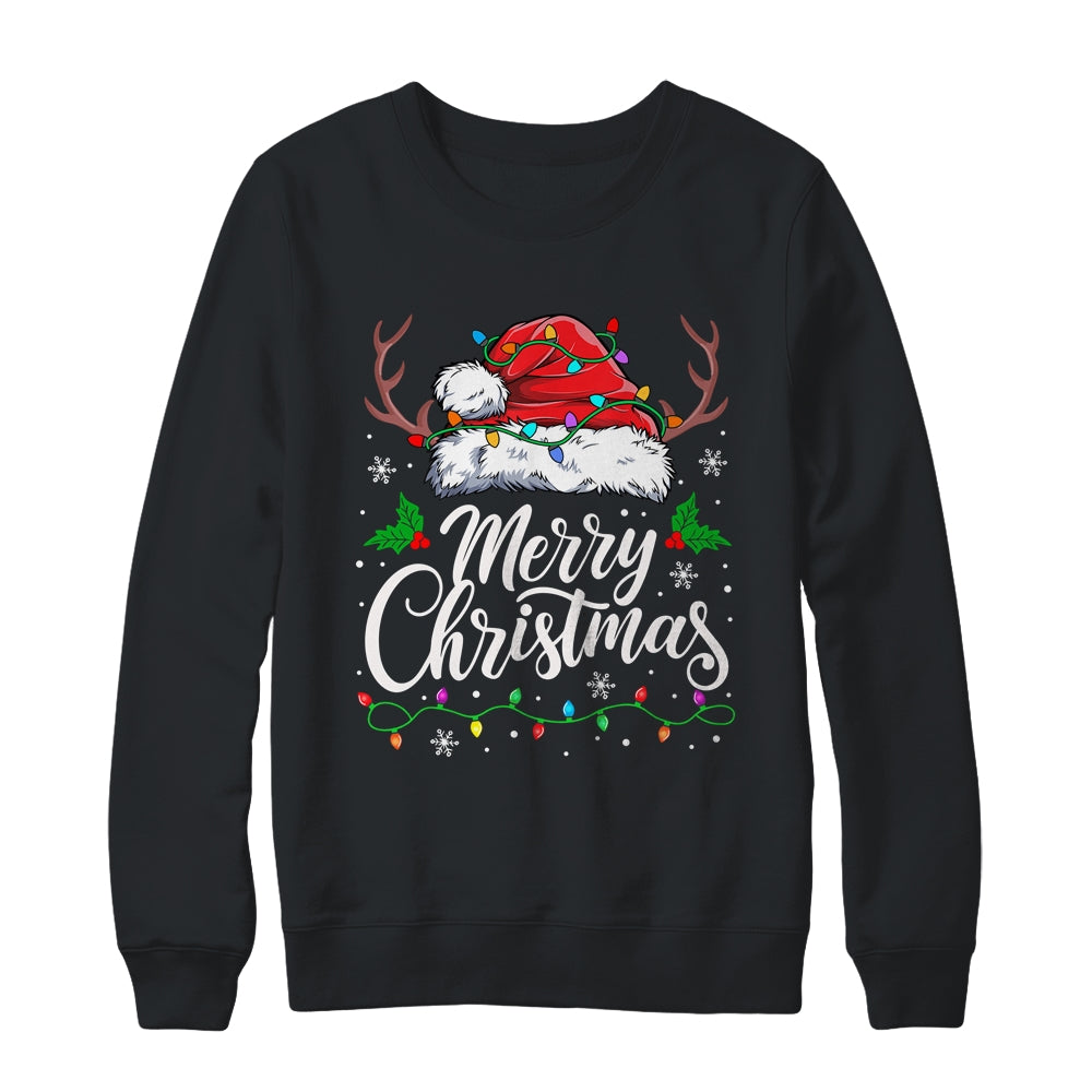 Merry Christmas Red Santa Hat Reindeer Xmas Family Men Women Shirt & Sweatshirt | siriusteestore