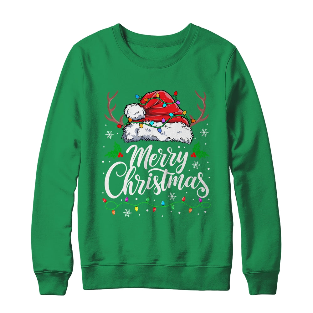 Merry Christmas Red Santa Hat Reindeer Xmas Family Men Women Shirt & Sweatshirt | siriusteestore