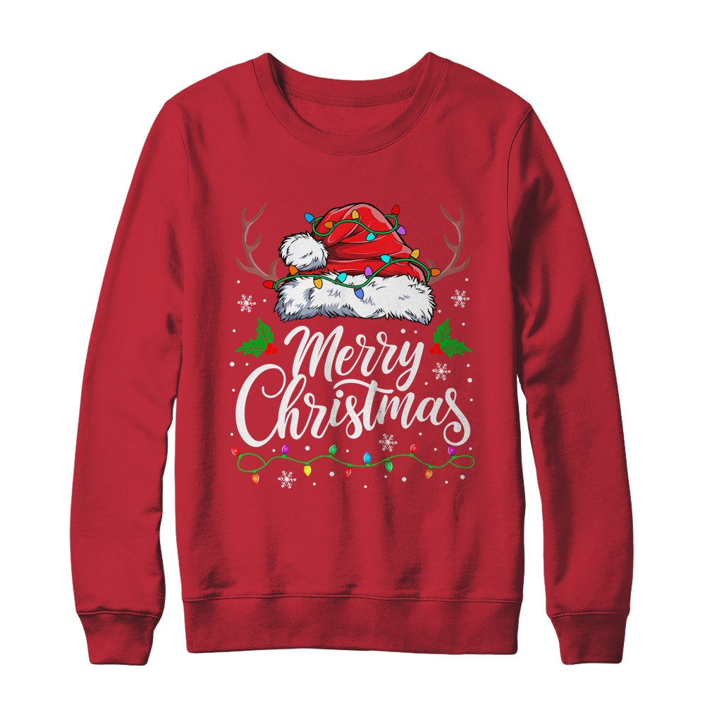 Merry Christmas Red Santa Hat Reindeer Xmas Family Men Women Shirt & Sweatshirt | siriusteestore