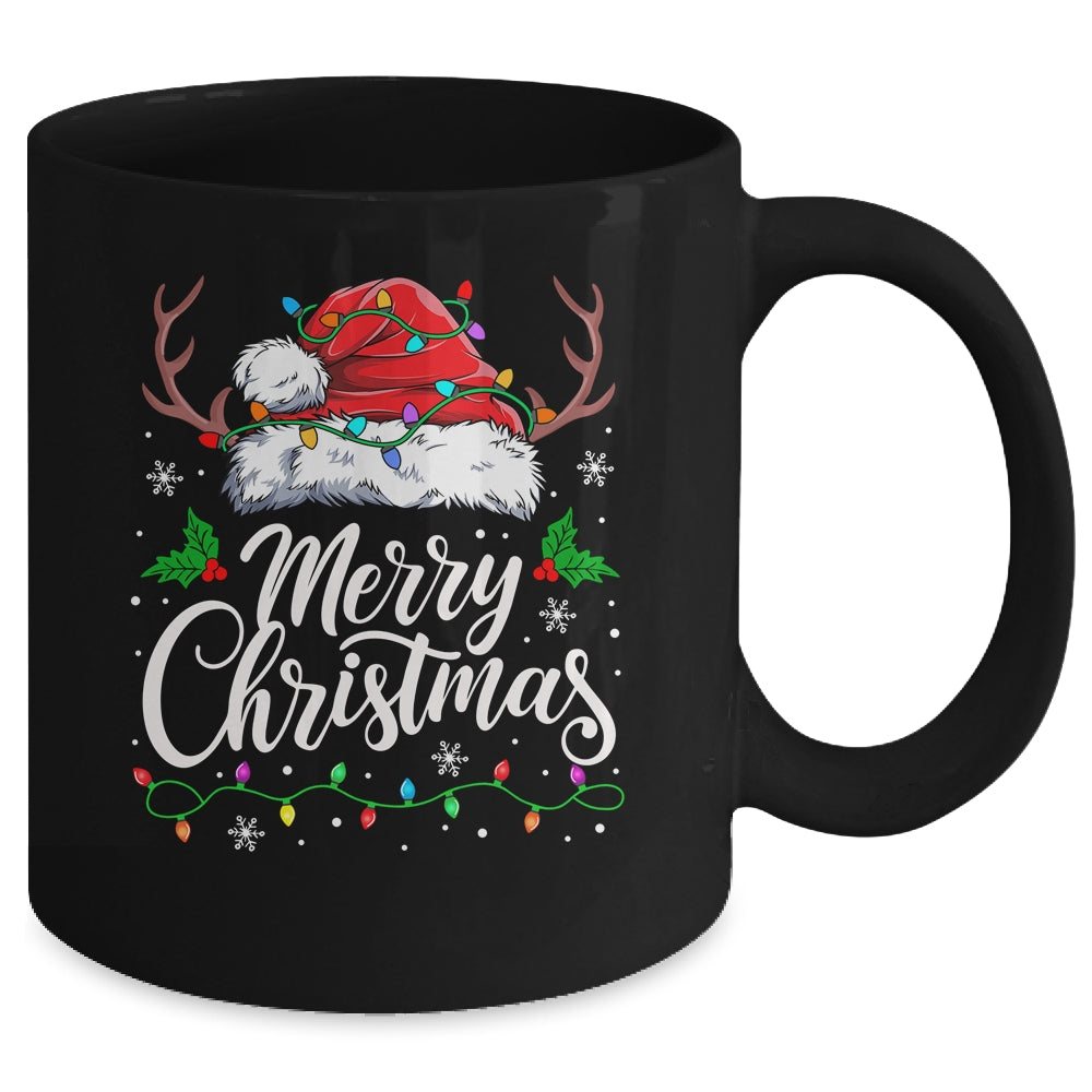 Merry Christmas Red Santa Hat Reindeer Xmas Family Men Women Mug | siriusteestore