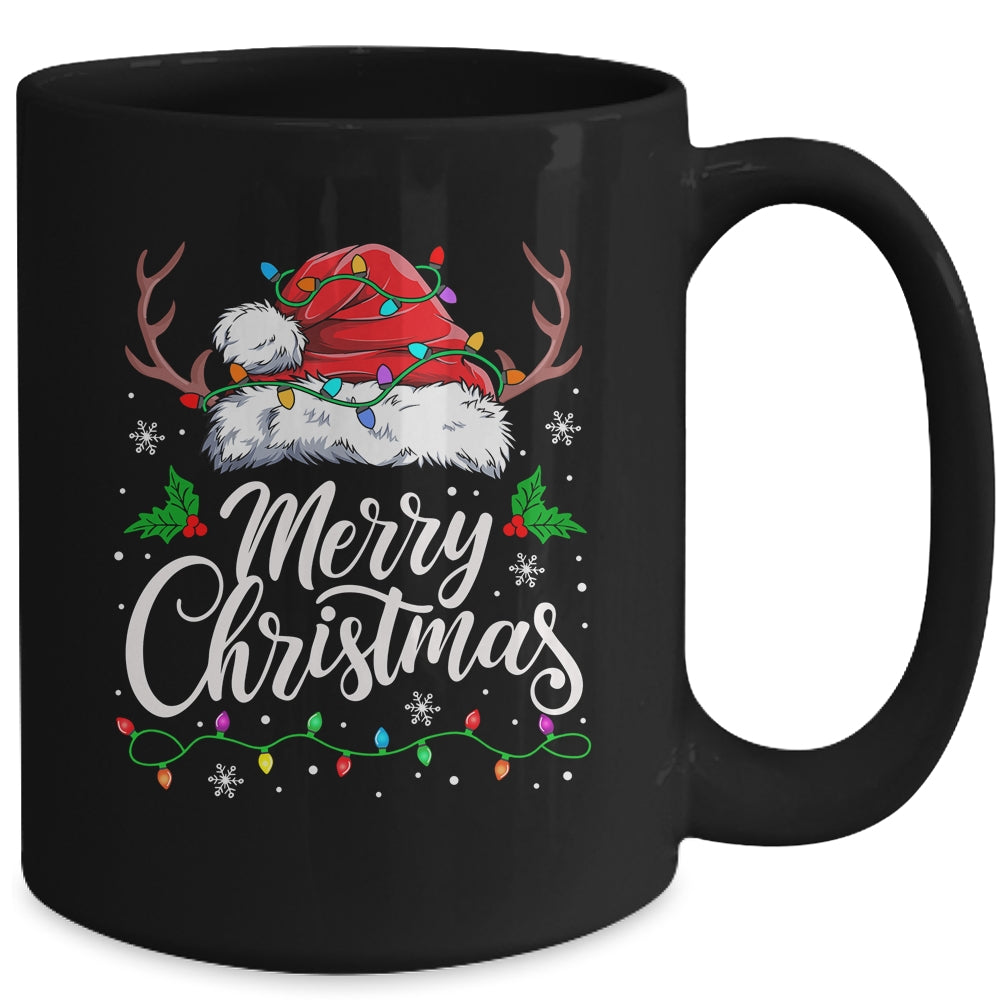 Merry Christmas Red Santa Hat Reindeer Xmas Family Men Women Mug | siriusteestore