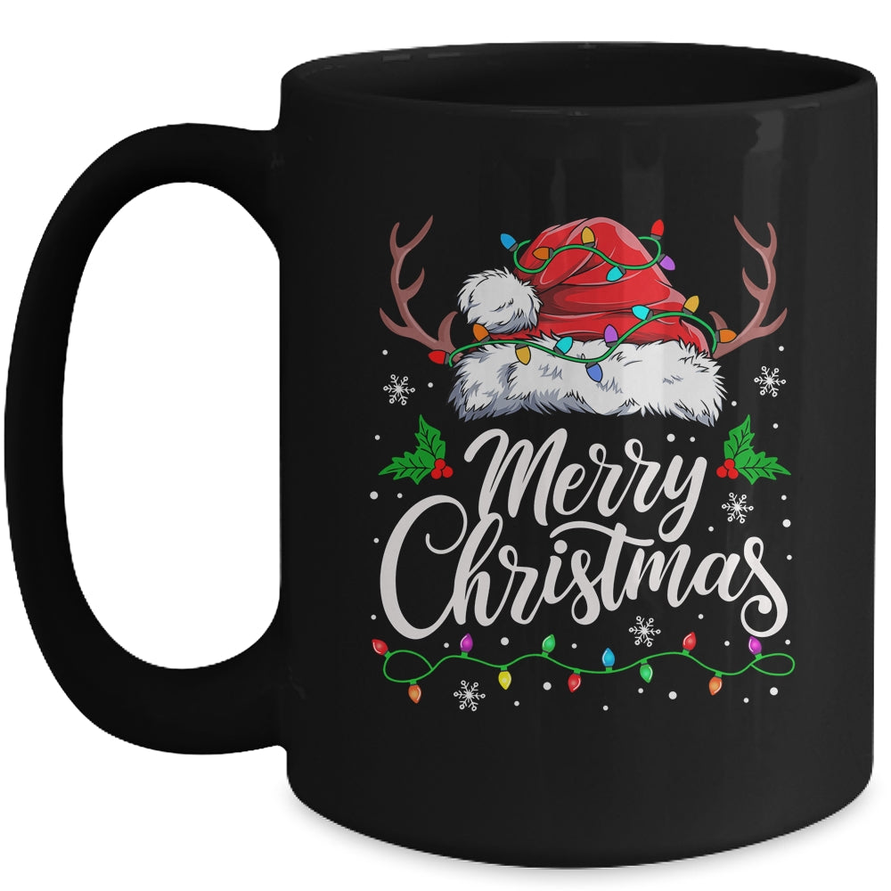 Merry Christmas Red Santa Hat Reindeer Xmas Family Men Women Mug | siriusteestore