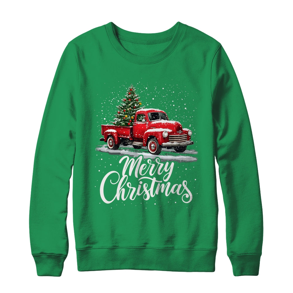 Merry Christmas Red Truck Family Matching Christmas Xmas Shirt & Sweatshirt | siriusteestore