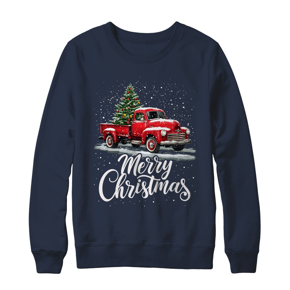 Merry Christmas Red Truck Family Matching Christmas Xmas Shirt & Sweatshirt | siriusteestore