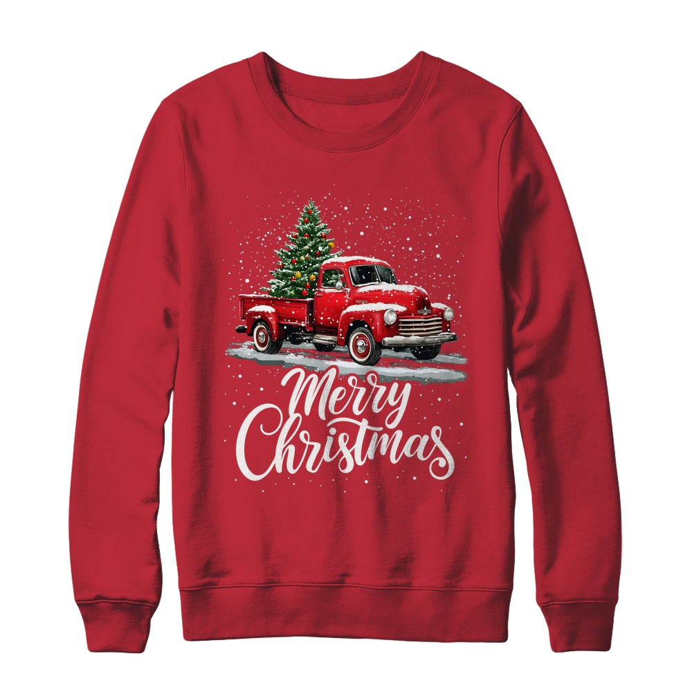 Merry Christmas Red Truck Family Matching Christmas Xmas Shirt & Sweatshirt | siriusteestore
