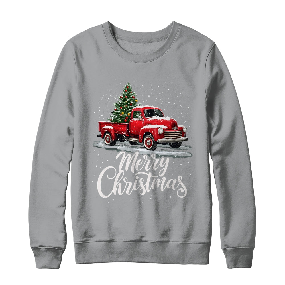 Merry Christmas Red Truck Family Matching Christmas Xmas Shirt & Sweatshirt | siriusteestore